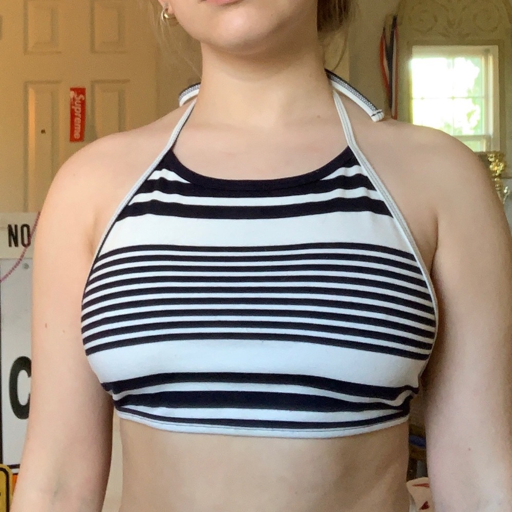 American Apparel striped halter crop top